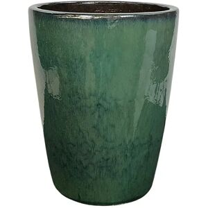 LIVEA Mazarin 58x45 cm, pot d'exterieur fait main en terre cuite emaillee, resistant au gel, jade (MAZARIN4558-5)