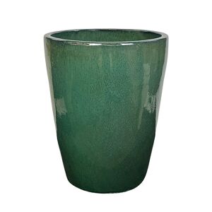LIVEA Mazarin 69x55 cm, pot d'exterieur fait main en terre cuite emaillee, resistant au gel, vert de lac (MAZARIN5569-60