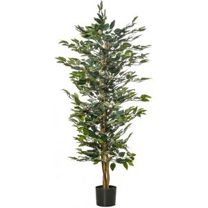 HOMCOM Arbre artificiel plante artificiel ficus hauteur 1,5 m tronc branches liane lichen feuilles grand réalisme pot inclus - Publicité