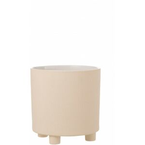 - Cache pot en céramique beige 26x26x27 cm