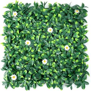 Goplus - 12PCs Panneau de Haie Artificielle avec Fleurs,Pelouse Resistant aux Lumieres,Cloture Brise-Vue de Jardin,Cloture de Confidentialite Artificiel avec Marguerites Artificielles pour Decoration - Publicité