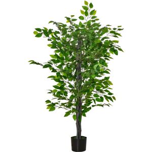 Arbre artificiel plante artificielle ficus H.1,35 m tronc branches liane lichen feuilles grand réalisme pot inclus - Homcom - Publicité