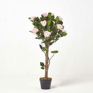 Homescapes - Rosier artificiel rose en pot, 90 cm - Rose - Publicité