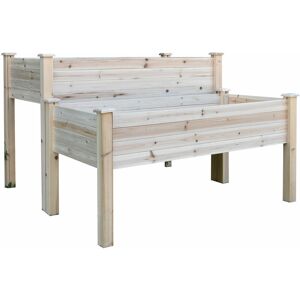 Outsunny - Jardinière sur pieds carré potager 2 étages dim. 115L x 114l x 76H cm inserts d'irrigation bois sapin naturel - Publicité