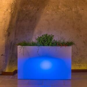 TEKCNOPLAST Jardinière pot de fleurs rectangulaire avec lumière en résine 90X30 cm mod. Flowerpot Top Led Bleu - Publicité