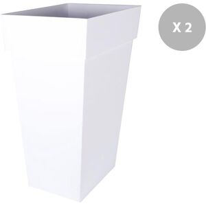 Lot de 2 pots de fleur carré Toscane 43 x H.80 cm - Blanc