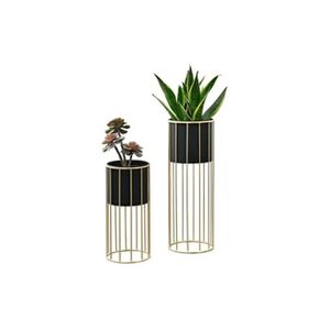Premium XL Set de 2 Supports de Plante Ensemble Cache-pot Pot de Fleur Bac à Fleurs Vase Métal Tailles Différentes Doré Noir [en.casa] - Publicité