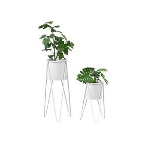 Premium XL Set de 2 Supports de Plante Cache-pot Pot de Fleur Bac à Fleurs Vase Pieds Epingles à Cheveux Métal Tailles Différentes Blanc [en.casa] - Publicité