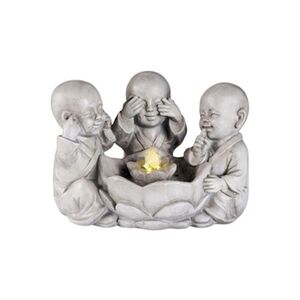 Lumineo - Fontaine en polyrésine trio bouddha pierre - Publicité