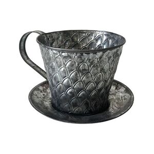 Decostar Cache Pot de Fleurs en zinc en forme de tasse - Hauteur 14.5 cm - Diamètre 20 cm - Publicité