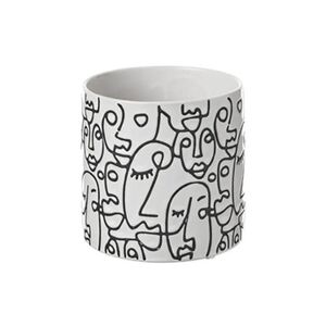 Unimasa Cache pot Arty en céramique blanche - Hauteur 12.8 cm - Diamètre 13 cm - Publicité