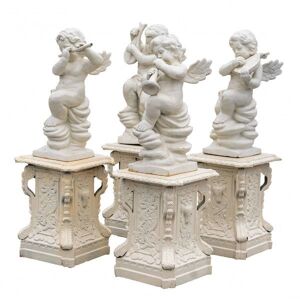 Ensemble De 4 Statues En Fonte Avec Finition Blanche Antique - Publicité