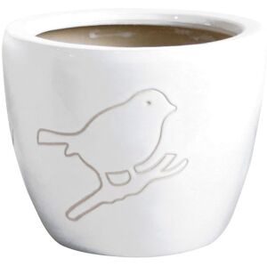 Cache Pot Bird Blanc En Terre Cuite 13 Cm - Publicité