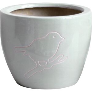 Cache Pot Bird Gris En Terre Cuite 13 Cm - Publicité