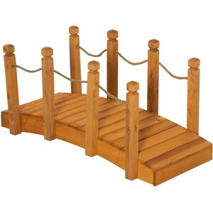 Outsunny Pont de jardin - pont de bassin - passerelle en bois - décoration extérieure - bois de sapin - dim. 121L x 57,5l x 59H cm orange-AOSOM.fr