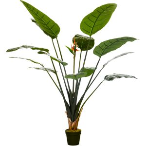 HOMCOM Plante artificielle oiseau de paradis Strelitzia hauteur 1,80 m 13 feuilles et 2 fleurs grand réalisme pot Inclus   Aosom France