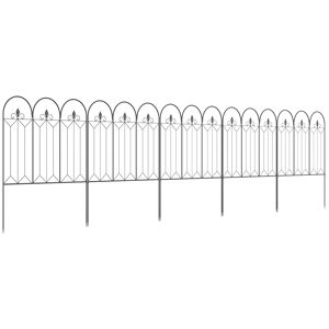 Outsunny Lot de 5 clôtures de jardin décoratives en métal avec ornements 305 x 79,5 cm noir   Aosom France