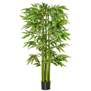 HOMCOM Bambou Artificiel XL 1,60H m 975 Feuilles denses réalistes Pot Inclus Noir Vert