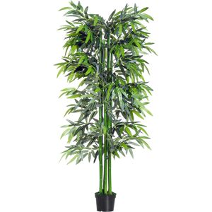 Outsunny Bambou Artificiel XXL 1,80H m arbre artificiel 1105 Feuilles denses réalistes Pot Inclus Noir Vert