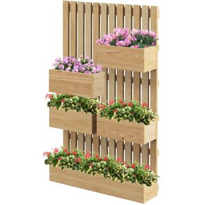 Outsunny Jardinière murale potager avec 5 bacs treillis en bois massif amovibles 60 x 16 x 100 cm