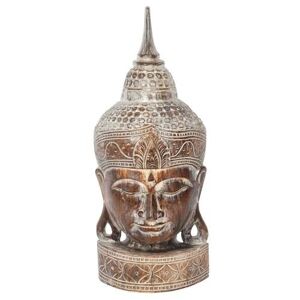 Rustic Wooden Buddha Head Ornament
