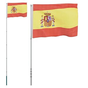 Toshilian Kit de Mât de Drapeau, Hampe de Drapeau avec Drapeaux Drapeau de l'Espagne et mât 5,55 m Aluminium - Publicité
