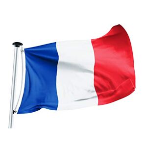 FLAGLY Drapeau France 100 x 150 cm avec tissu de 160g/m². Robuste et résistant aux intempéries. Toile de drapeau solide avec deux œillets métalliques (100 x 150 cm, France) - Publicité