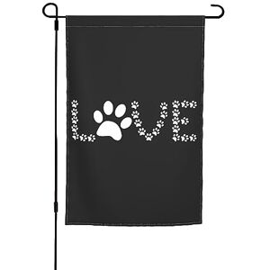 DEHIWI Drapeau de jardin en forme de patte de chien amoureux 30,5 x 45,7 cm, drapeaux de bienvenue double face pour décoration extérieure de ferme de vacances - Publicité