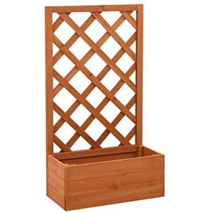 vidaXL Jardinière à Treillis de Jardin Lit Surélevé Bac à Fleurs Pot de Plantes Balcon Patio Extérieur Orange 50x25x90 cm Bois de Sapin - Publicité