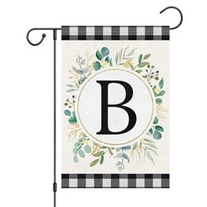 Louise Maelys Monogramme de printemps lettre B drapeau de jardin 30,5 x 45,7 cm en toile de jute double face, petite initiale de bienvenue pour la famille, nom de famille personnalisé, drapeau - Publicité