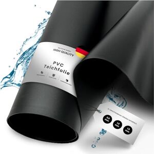 TeichVision Bâche pour bassin en PVC de qualité supérieure Noir Épaisseur : 1 mm 6 m x 40 m Film PVC noir Convient également comme plate-bande surélevée Imperméable - Publicité