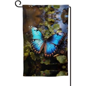 Ogniwo Magnifique drapeau de jardin double face motif papillon bleu 30,5 x 45,7 cm pour extérieur, maison, printemps, été, cour, décoration - Publicité