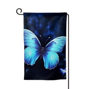 OUSIKA Drapeau de jardin en forme de papillon bleu 32 x 46 cm Double face Coloré Drapeau de bienvenue pour maison, festival, cour Pour terrasse, pelouse, décoration extérieure - Publicité