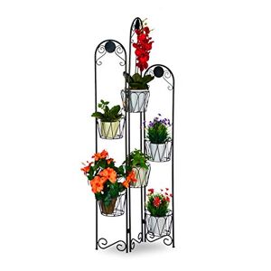 Relaxdays Étagère métal 6 Niveaux, Support Pot de Fleurs, Escalier pour Plantes décoration, H: 140 cm, Noir - Publicité