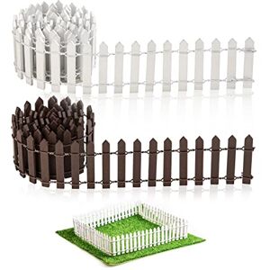 Heveer Clôture Miniature Clôture de Jardin de Décoration Mini Clôture en Bois 90x5cm pour Pot de Fleurs Maison de Poupée 2 Pièces Blanc Marron - Publicité