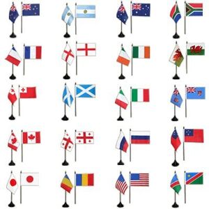 Digni Kit drapeaux de table Coupe du Monde de Rugby 2011, 20 pays 10 x 15 cm - Publicité