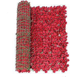 BOJOUL Haie artificielle, clôture d'intimité en lierre artificiel, panneaux de clôture en treillis de fleurs artificielles imperméable (rouge, 0,5 x 3 m) - Publicité