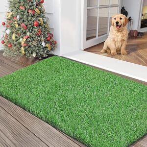 SHACOS Tapis Gazon Artificiel, 80x120cm, Hauteur de 30mm, Herbe Synthétique pour Chien avec Trous de Drainage Tapis de Porte de Gazon Intérieur pour la Formation de Chien, Balcon, Jardin - Publicité