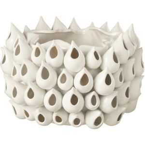 LANADECO Cache-pot céramique blanc H24cm