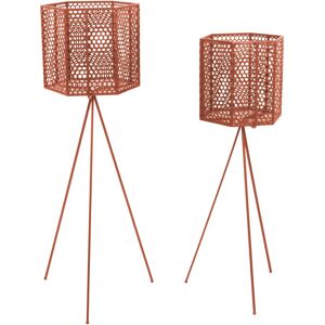 Pt' Support à pots de fleurs hexagonales mesh (lot de 2) marron