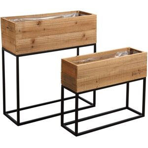 Aubry Gaspard Jardinières hautes en bois recyclé lofty (lot de 2)