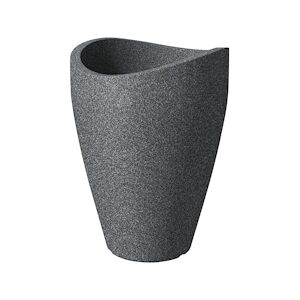 Scheurich Wave Globe High 67, vase/pot à fleurs, cylindrique, coloris: Granit noir, fabriqué avec du plastique recyclé, pour l’extérieur