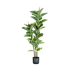 King Home Plante de ficus en polyéthylène élastique 54 feuilles vertes