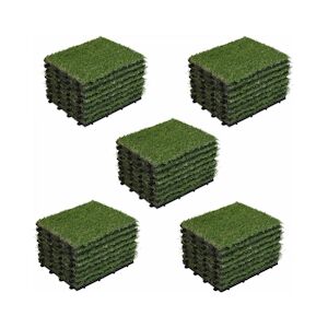 Oviala Business Lot de 40 dalles clipsables gazon artificiel vert - Oviala