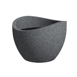 Scheurich Wave Globe 60, bac à plantes/pot à fleurs, cylindrique, coloris: Granit noir, fabriqué avec du plastique recyclé, pour l’extérieur