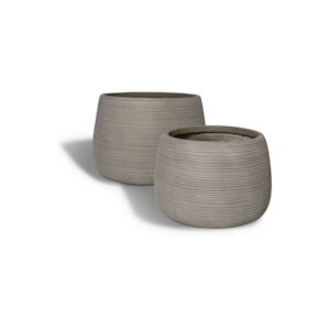 NOW'S HOME - Set2 Pots Ronds En Fibre D'argile Taupe D39xht27 Et D53xht37cm Aveiro