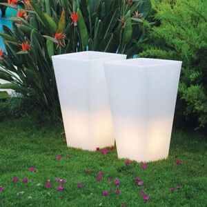 Deco lumineuse exterieur Slide Y-POT LIGHT-Pot lumineux d'exterieur H74cm et L43cm Blanc