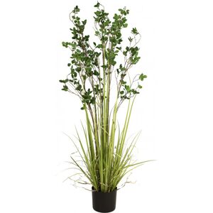 EUROPALMS Arbuste à feuilles persistantes avec gazon, plante artificielle, 152cm - Herbes