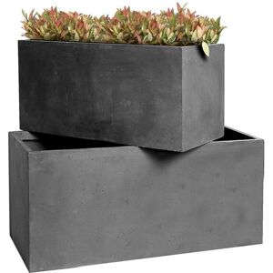 MEGACOLLECTIONS Jardiniere en fibre de terre 60x30xH.30cm gris plomb