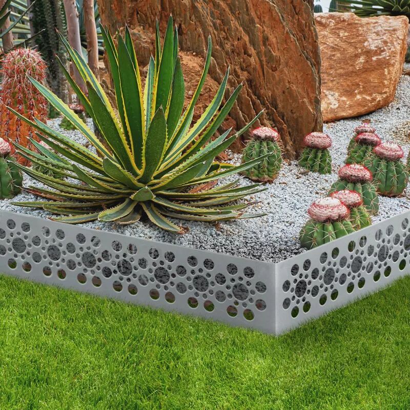 IDMarket Bordures de jardin flexibles en acier ajouré gris